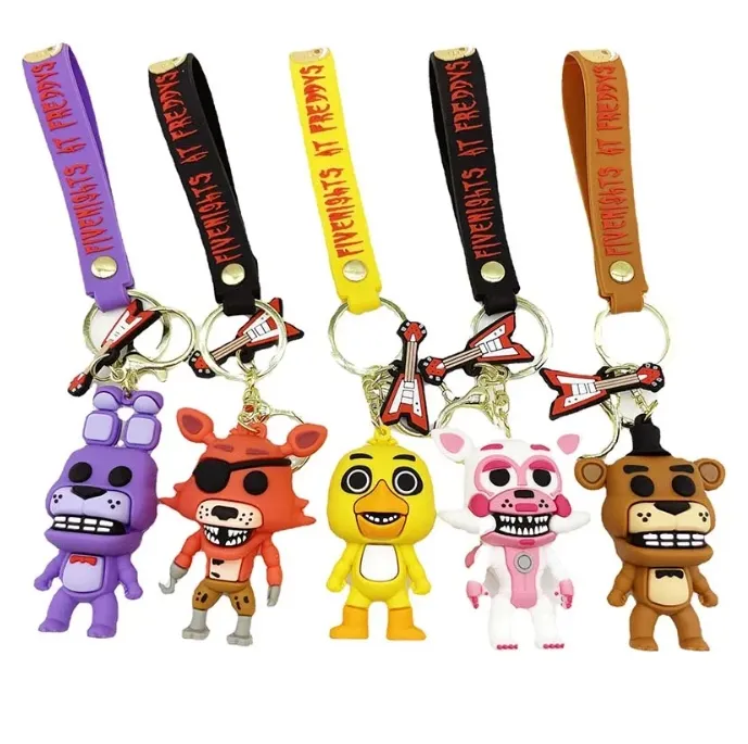 3D Anime Figure Keychains Cartoon Soft Rubber PVC Halloween Horror Toy Bear Keychains