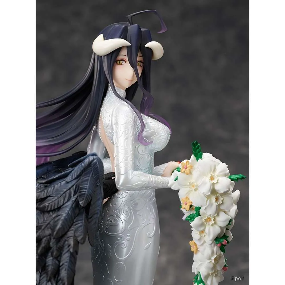 Mascot Costumes 25cm Anime Figure Overlord Albedo Undead King White Wedding Dress Model Dolls Toy Gift Collect Boxed Ornaments Pvc Material