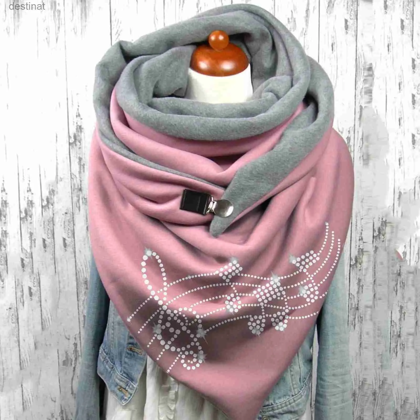 Halsdukar Fashion Scarf Graphic Music Note Print Square Scarves With Button Clasp Women Winter Warm Scarf Female Neck Warmer Filt Wrapssl231013