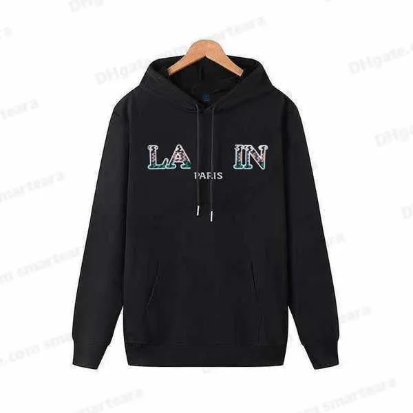 Men's Hoodies & Sweatshirts Designer Luxury Lanvins Sweater Hoodie Mens and Womens Sweatshirt Letter Printed Pullover Loose Casual Cotton Hooded Jackets 5 UUE7