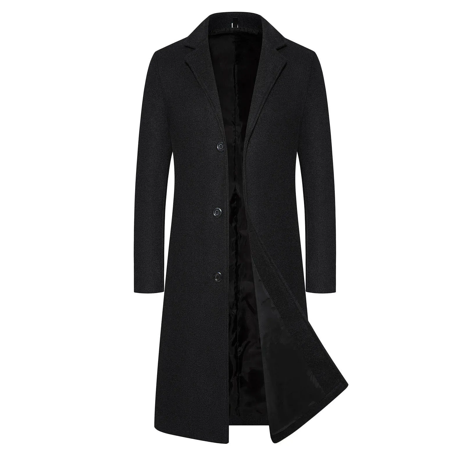 Мужские тренчи осень-зима мода шерстяной отложной воротник сплошной флис с длинным рукавом на молнии карманная куртка пальто повседневное пальто 231012