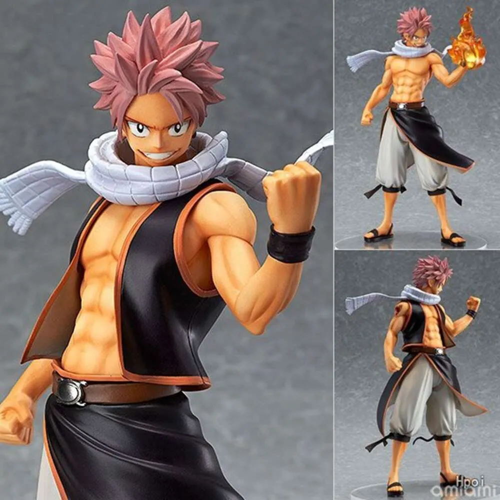 Mascot Costumes 23cm Anime Figure Fairy Tail Fire Dragon End Etherious Natsu Dragneel Standding Shawl Model Dolls Toy Gift Collect Pvc Material