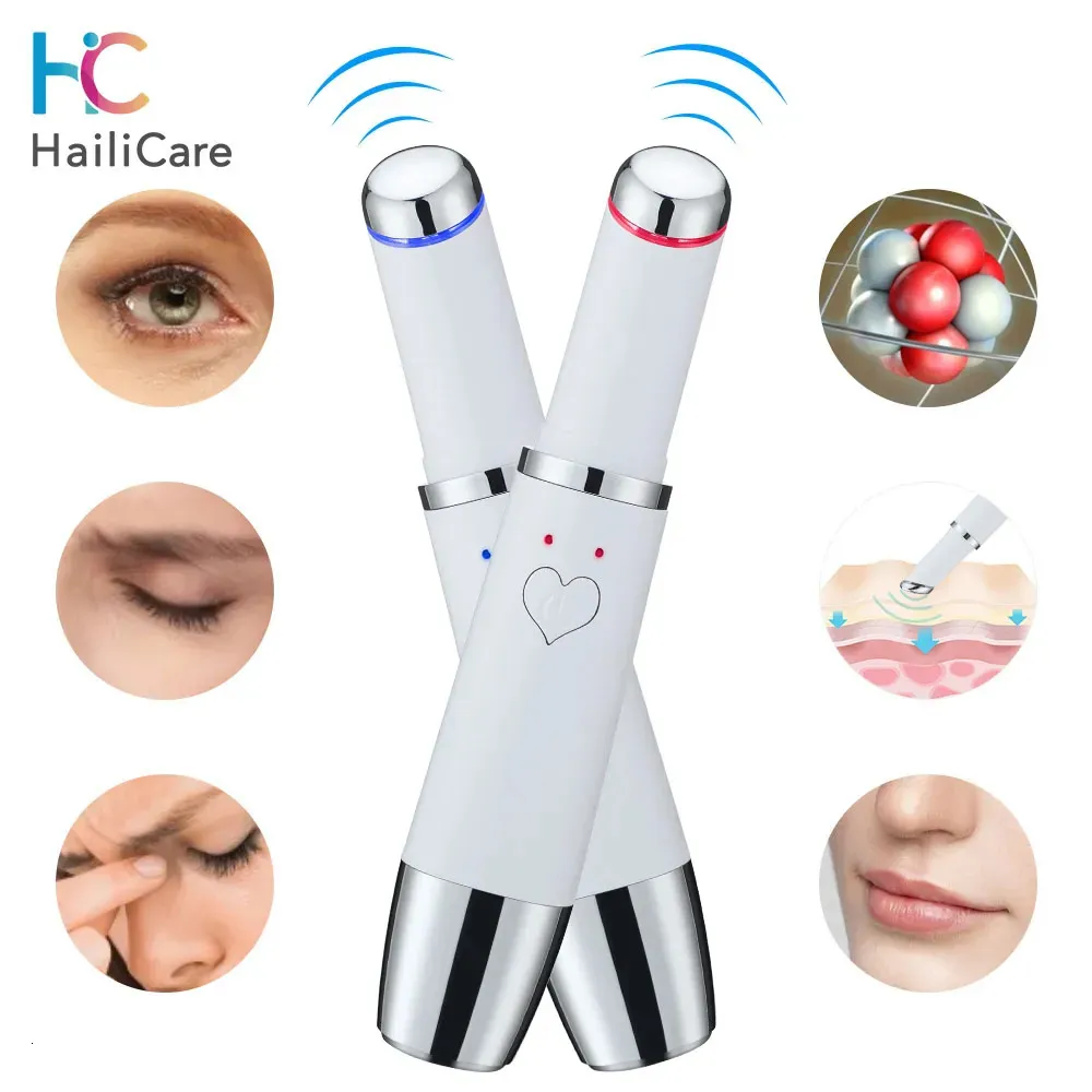 Dispositivi per la cura del viso Penna massaggiatore per occhi ionici Riscaldamento USB Elimina borse per gli occhi Puffy Dark Circle Anti invecchiamento rughe Lifting Skin 231013