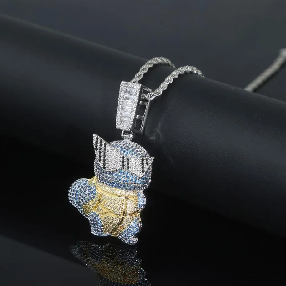 Iced Out Bling Cz Cute Turtles Pingente Colar Micro Pave Cubic Zircon Mens Fashion Hip Hop Punk Jewelry235j