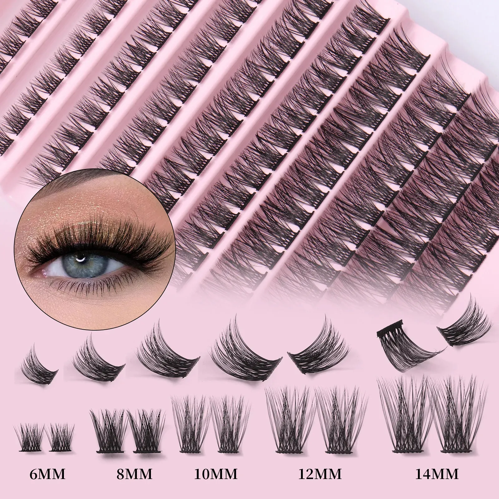 False Eyelashes 140 Clusters Segmented Extensions D Curl 14mm Natural Fake Lashes LASH DIY Soft Wispy Volume Fans Individual Eyelash 231012