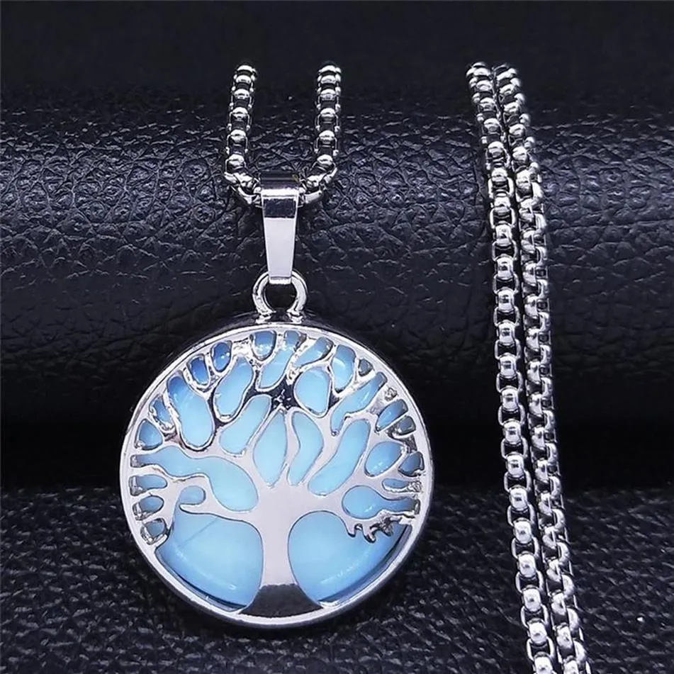 bohemia of Life Moonstoneステンレス鋼ネックレスシルバーカラーチェーンネックレスジュエリーCadenas Mujer NXS04 Pendant312ff