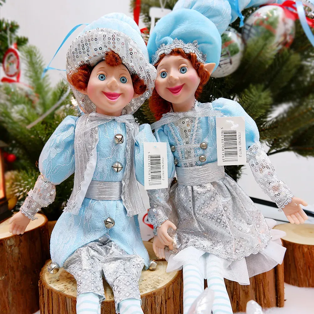 Décorations de Noël Couple d'elfes mignons poupées en peluche elfes jouets pendentif d'arbre de Noël ornements suspendus décoration Navidad année cadeaux pour enfants 231013
