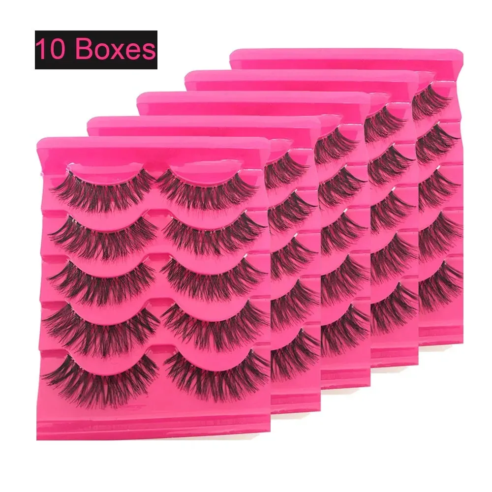 False Eyelashes 10 Boxes Women Fashion Soft Natural Long Cross Fake Eye Lashes Handmade False Eyelashes Extension Beauty Makeup Tools Maquiagem 231012