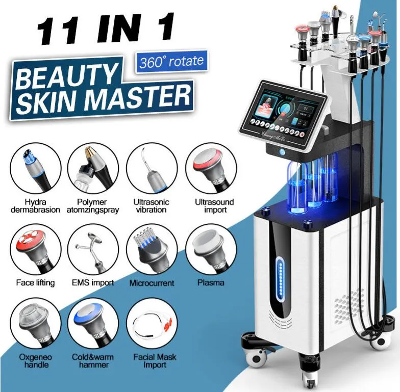 SPA use 11 IN 1 Hydra Dermabrasion Microdermabrasion Machine EMS RF Skin Rejuvenation Freckle Removal Oxygen Jet Peel Facial Beauty Equipment