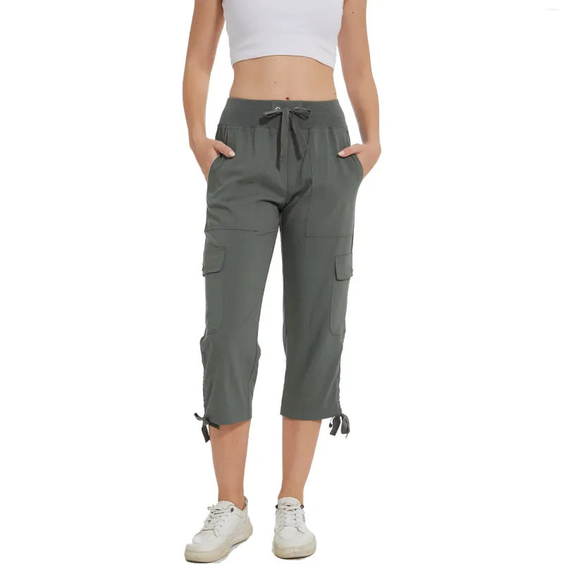 Casual Women Elastic Waist Beach Trousers Yoga Cotton Linen Baggy Wide Leg  Pants