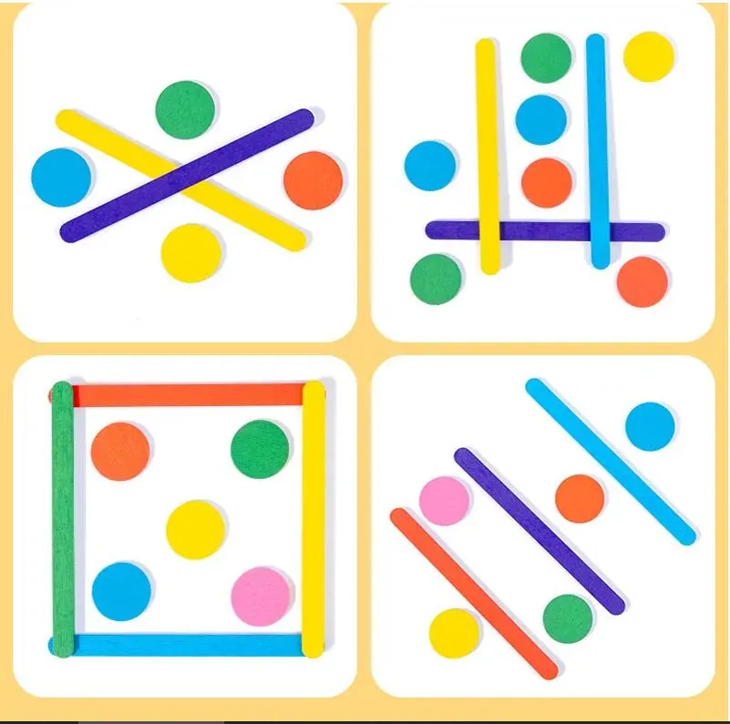  Creative Sticks & Rings Puzzle, Montessori Matching