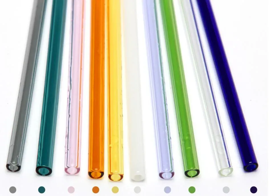 Colored Borosilicate Cocktail Glass Straws Length 20cm Strait 8mm Drinking Straw For Party Free ship