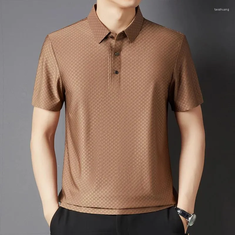 Polo da uomo Polo estiva a maniche corte Stile sottile Vestibilità ampia Moda urbana Business Casual Ropa Para Hombre Waffle Grid