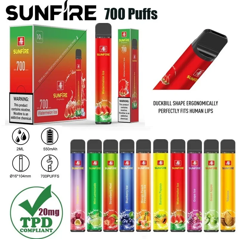 600 Puffs Disposable Vape Pen 50mg Flashing RGB LED 400mAh Rechargeable