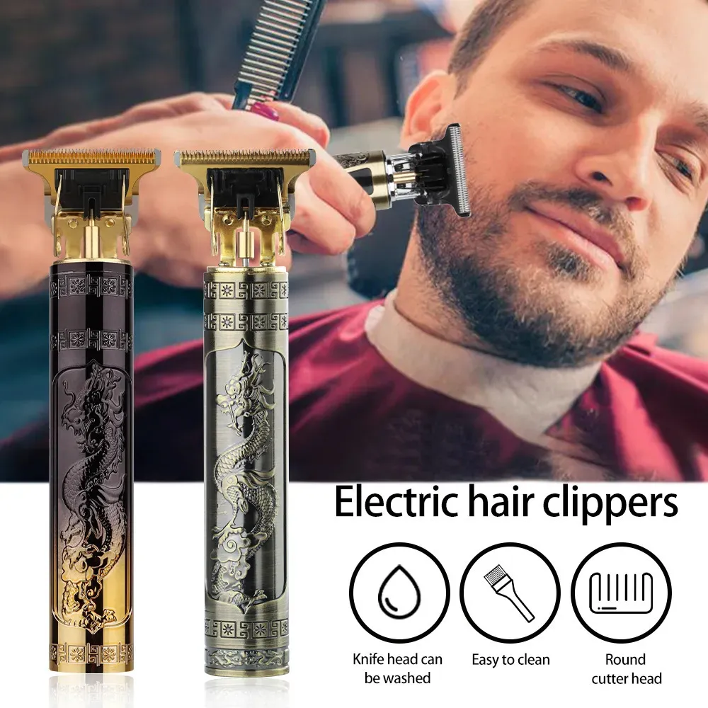 Scheermessen in elektrisch scheerapparaat voor heren T9 USB oplaadbare haarsnijmachine Professionele trimmer voor mannen Kapper Baardtrimmer draak 231013