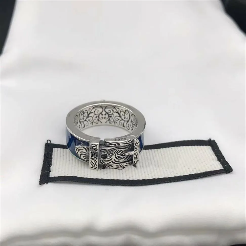 Anillos de plata de ley S925 Anillo con cabeza de tigre azul brillante Anillo personalizado Te regala un anillo de pareja Tendencia de regalo de Navidad con regalo249p