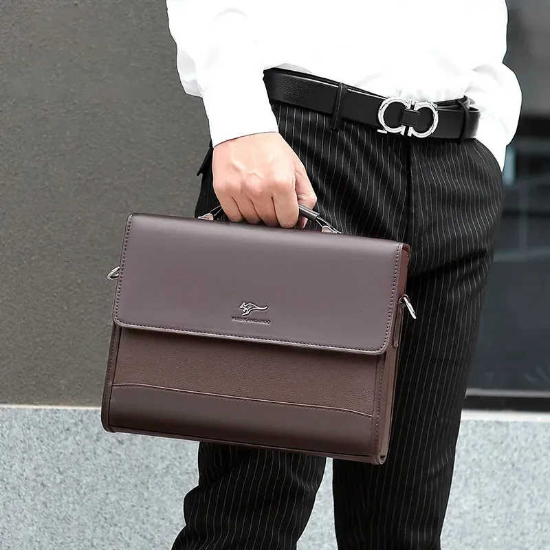 ブリーフケース男性のための革の幹部デザイナービジネストートバッグウォレットハンドバッグショルダーiPad Square Side Crossbody Document 231013