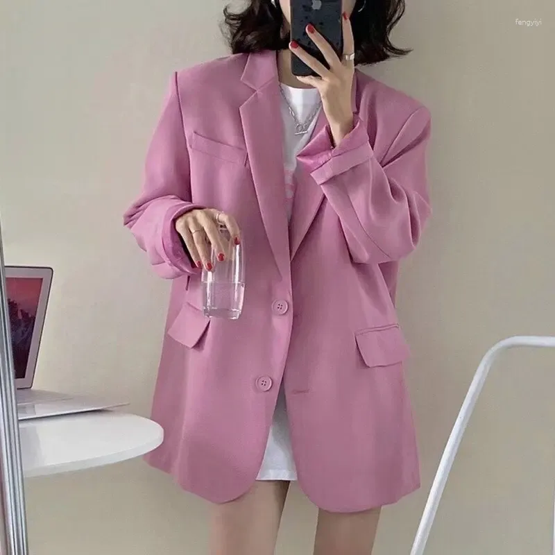 Women's Suits Plus Size S-3XL Women Blazer Jacket Oversize Loose Spring Autumn Fashion Casual Elegant Black White Beige Pink Khaki