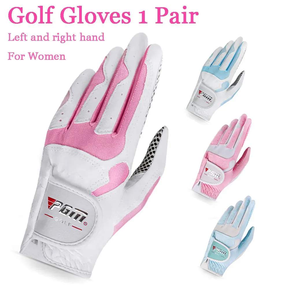 Sports Gloves 1 Pair Golf For women Fabric and lycra 4 kind lady gift sport glove left right hand breathable slip resistant Magic tape 231012