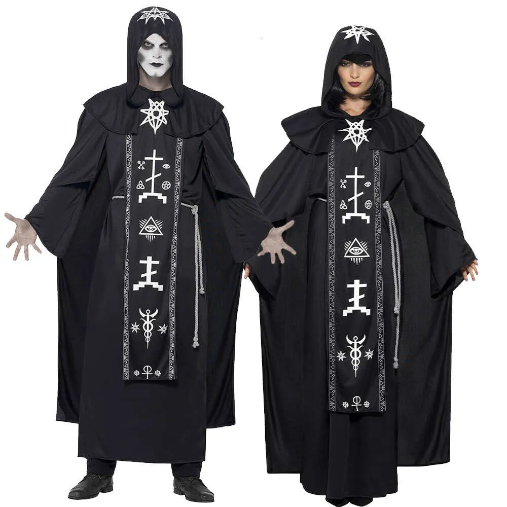 Cosplay Wizard Horror Grim Reaper Costume Women Men Monk Cloak Sacie Priest Witch sukienka szkielet zombie Halloween Purim Party Fancy