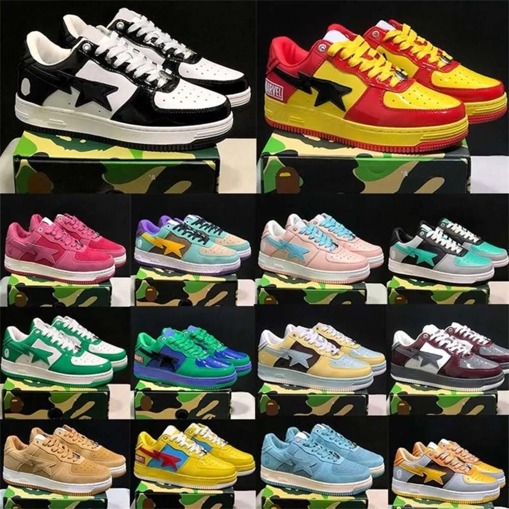 APbapeata OG With Box 2023 Sk8 AP Mens Womens Casual Shoes A AP Sta Low ABC Camo Stars White Green Red Black Yellow Sneakers Siz