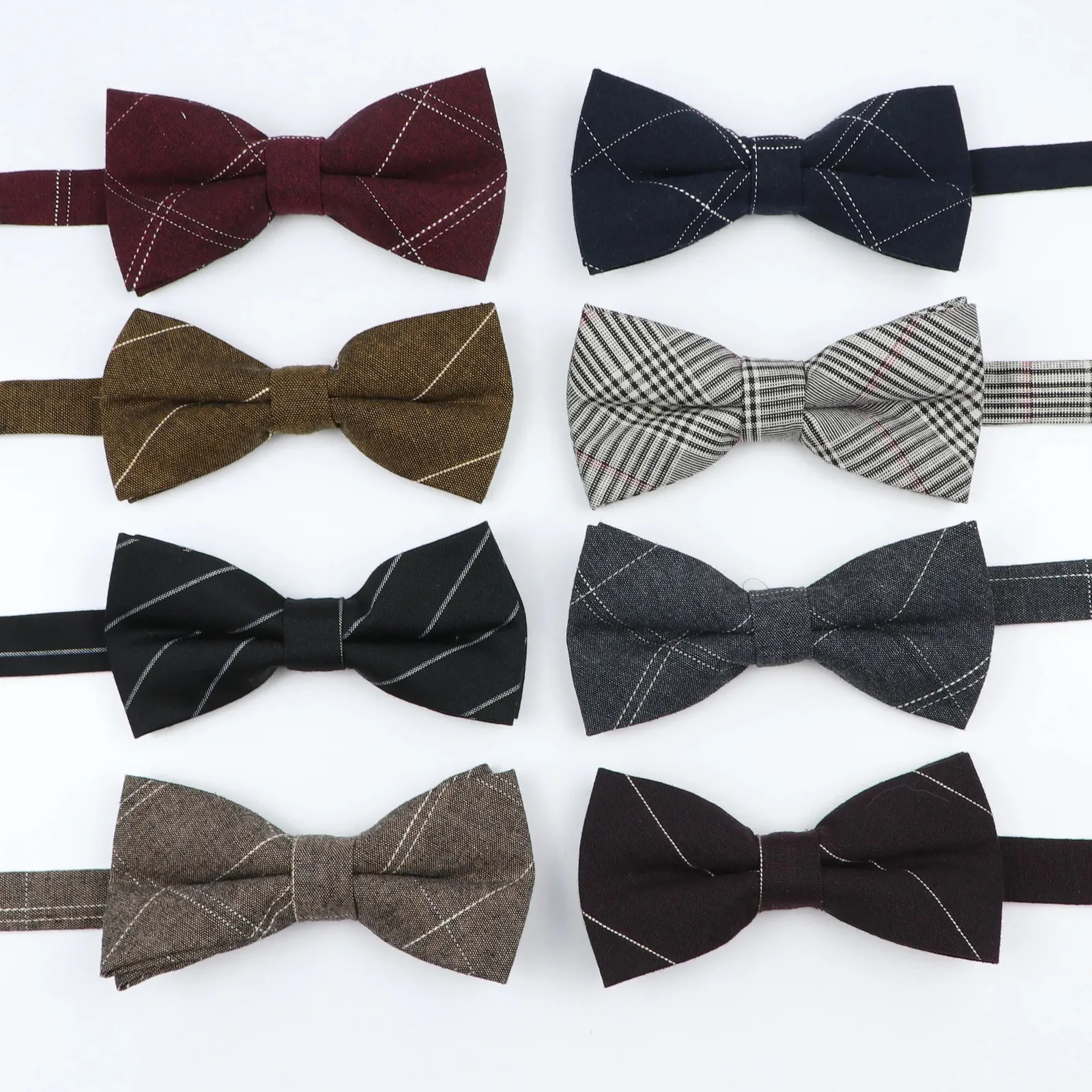 Noeuds papillon hommes classique Plaid noeud papillon cravate réglable gris noir marron coton noeud papillon papillon pour robe de soirée d'affaires costume Bowknot 231012