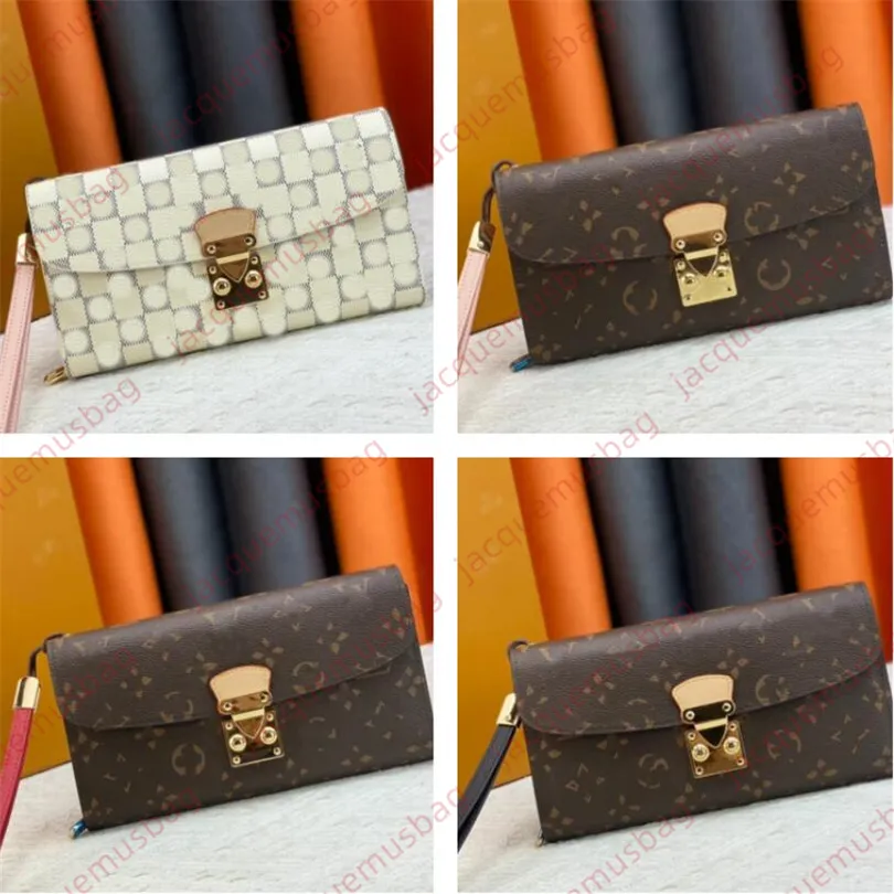 Designer S-Lock Clutch Bag Luxury Long Wallet Mini Handbag Coin Purse Womens Vintage Original Brand Mens Ladies äkta läder Kreditkort Plånböcker DHgate M58102