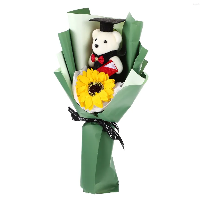Decorative Flowers Graduation Bouquet Chic Commencement Presents Bear Figurine Graduates Accessories