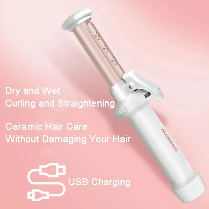 Curling Irons Mini Portable Wireless Hair Curler 2500mAh USB Rechargeable Ceramic Low Power Wet Dry Use 3S Fast Heating Styling Appliance 231013