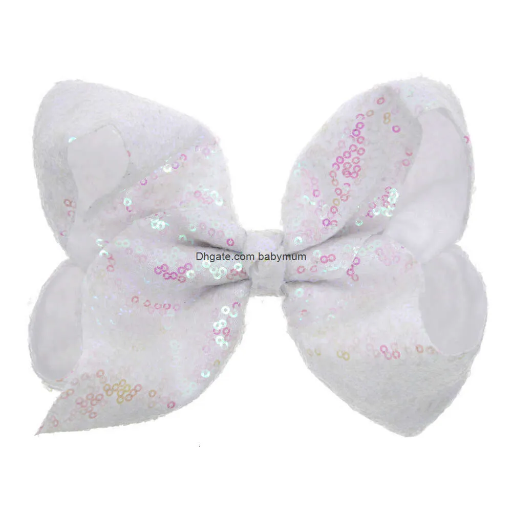 8 tum stor paljett Grosgrain Ribbon Hair Bow Alligator Clips Barrette Bowknot Headwear Children Girls Hair Accessories