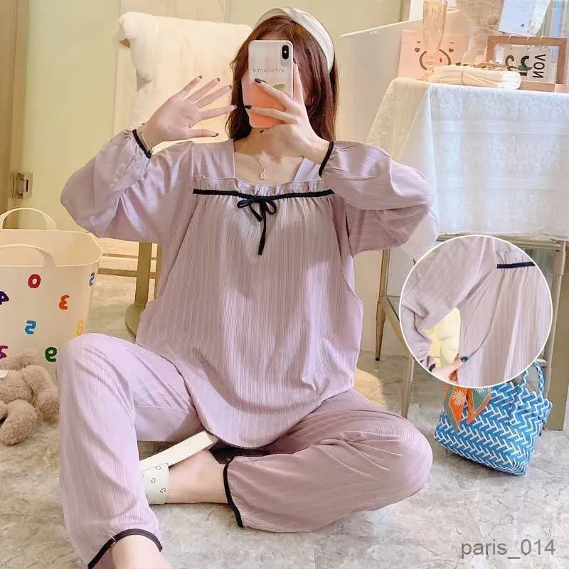 Sleep Lounge Spring Autumn Maternity Pajamas Set Breastfeeding Pregnant  Clothes Women Nursing Pjs Suit Sleepwear Pregnancy Clothes Wear R231013