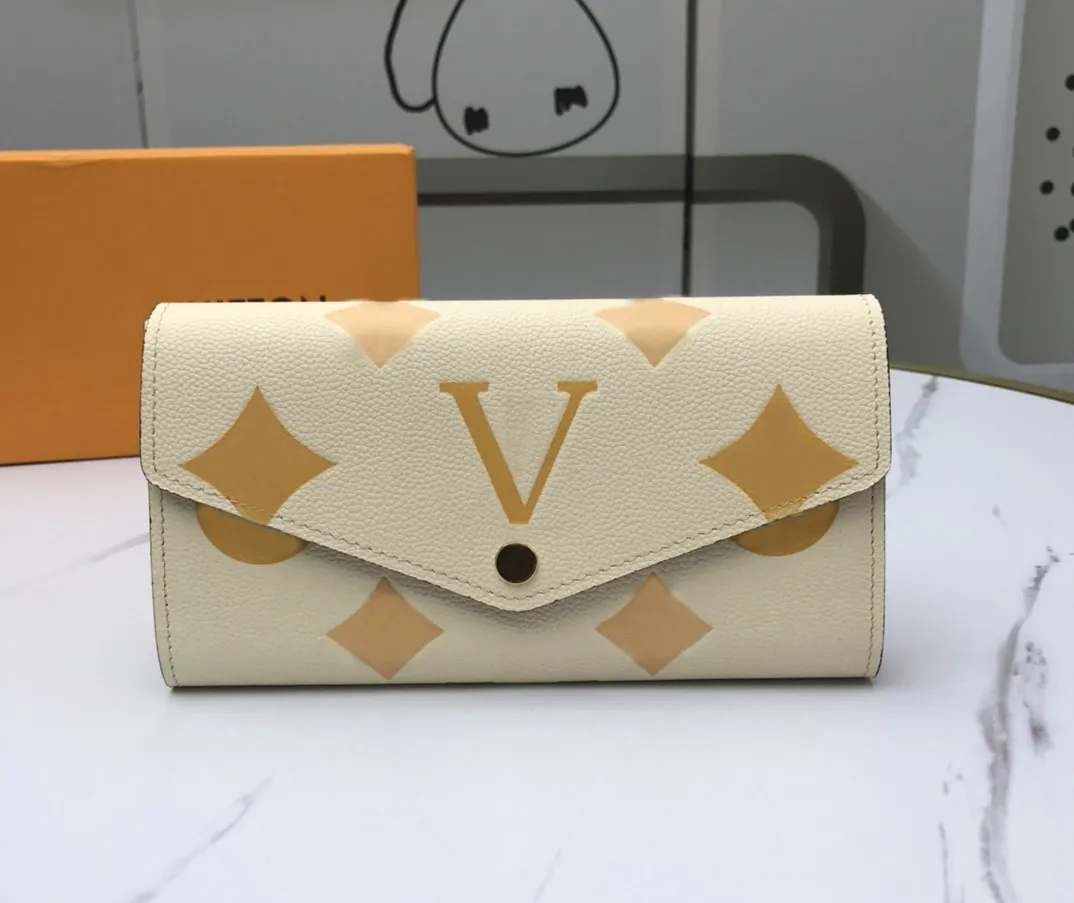 Womens designer wallets luxurys envelope coin purse big-flower letter long card holder high-quality woman fashion small clutch bag with Original box