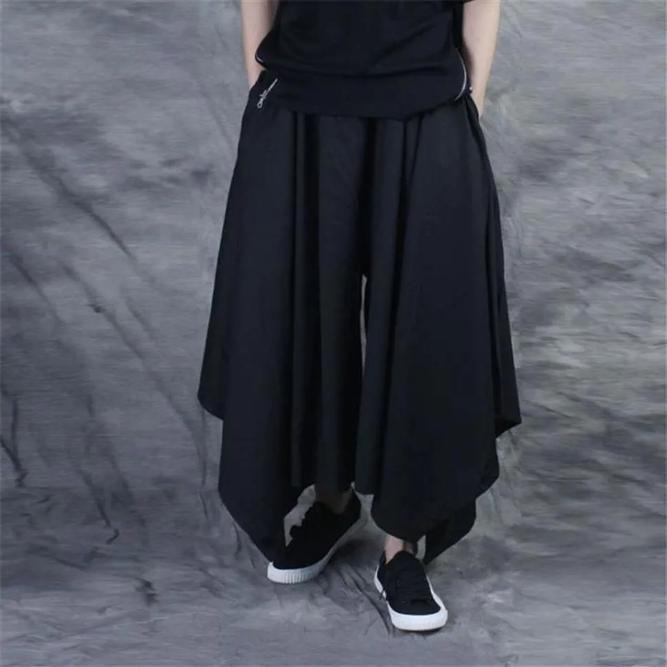 Herrenhose Vintage Männer Elastisch Lässig Baggy Hakama Hip-Hop Gypsy Baumwolle Leinen Breitbeinig Lose Kordelzug Hiphop317e