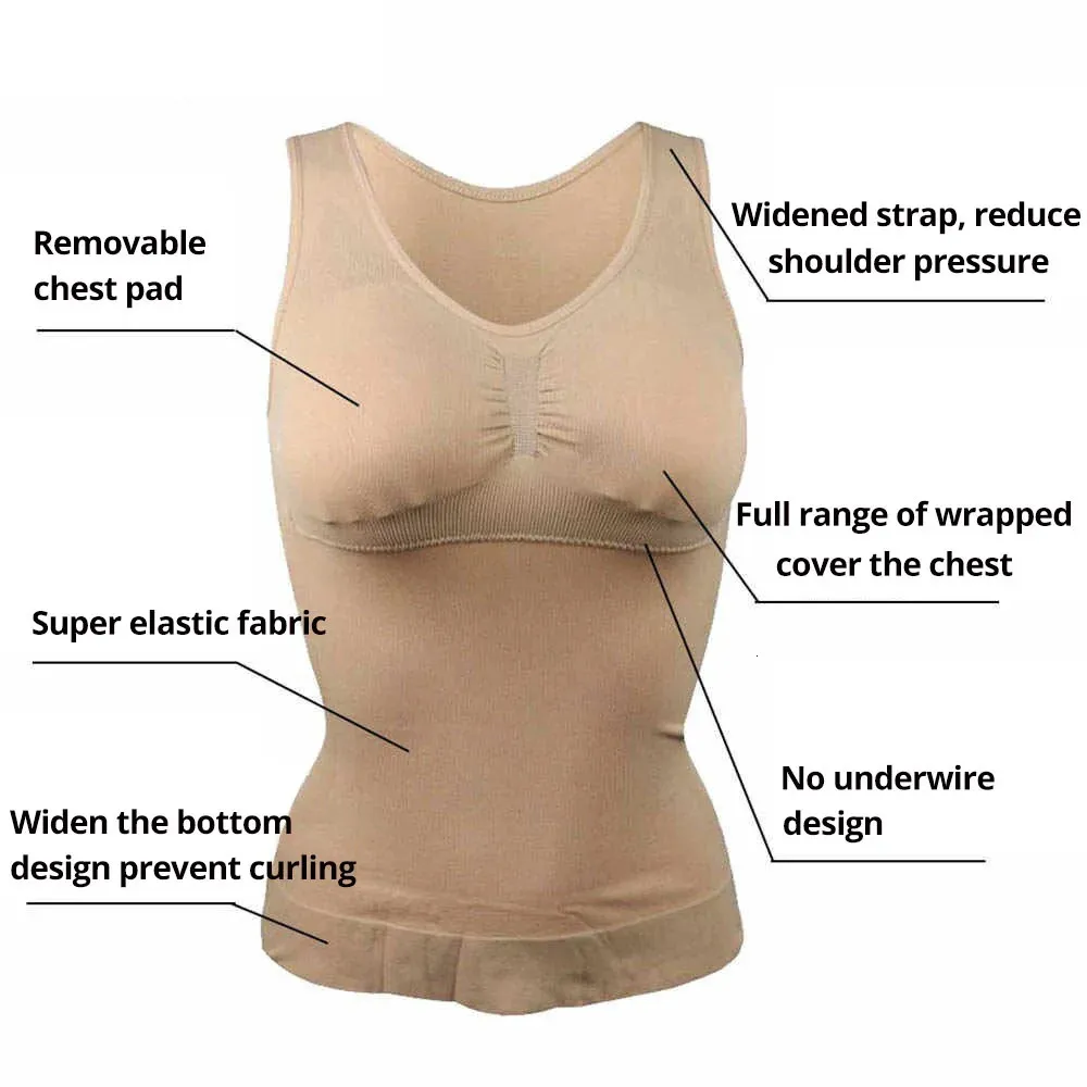 Women Shapewear Padded Tummy Control Tank Top Slimming