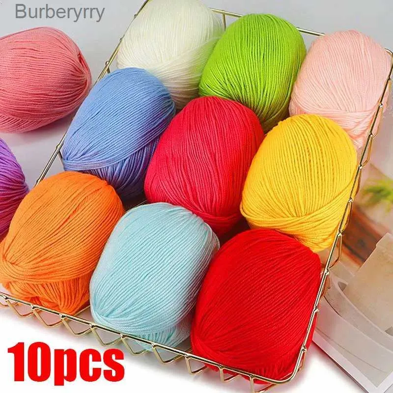 Fil de coton en Fiber de lait, 10 pièces, vente en gros, pour tricoter des vêtements de bébé, poupée, 5 brins, utilisant un Crochet de 2.5mm, aiguille de 12mm, L231013