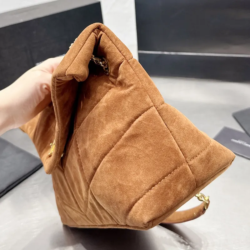 Omuz Çantaları Tasarımcı Kadınlar Loulou Puffer Süet Messenger Çantası Fransa Marka Y Taşlı Deri Crossbody Çanta Leydi Çift Zincir Kayışlar Omuz Çantaları