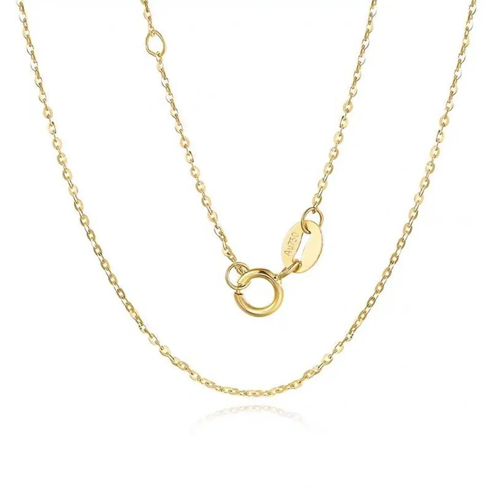 Vojefen AU750 smycken Real Gold Necklace 18K Pure Gold Necklace för kvinnor och män 18 K Yellow Rose Chain234N