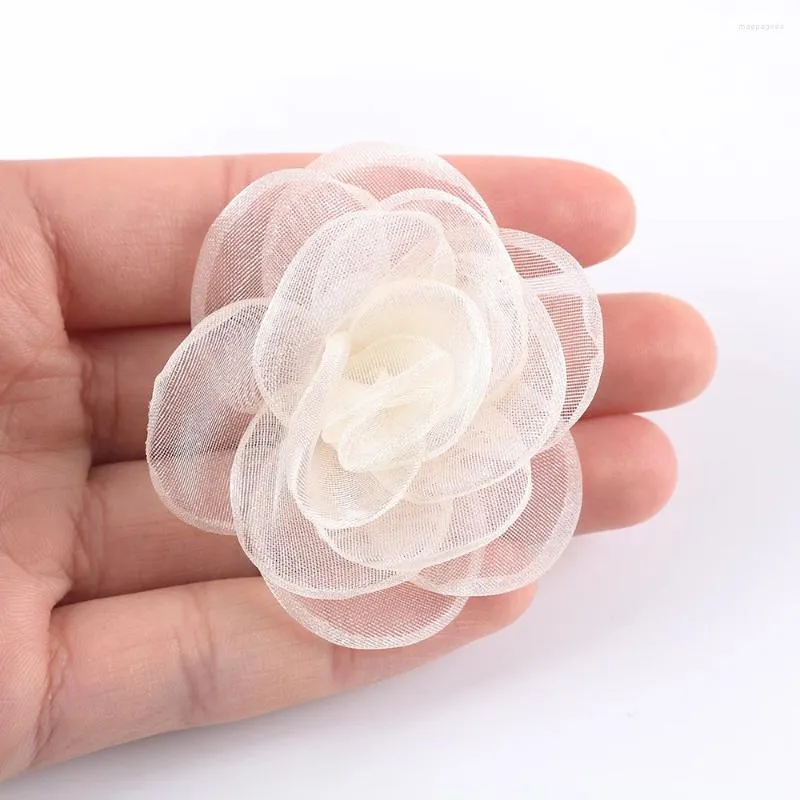 Decorative Flowers 10pcs Chiffon Artificial Hair Clothing Making Accessories Rose Flower Wreath Christmas Decorations DIY Craft