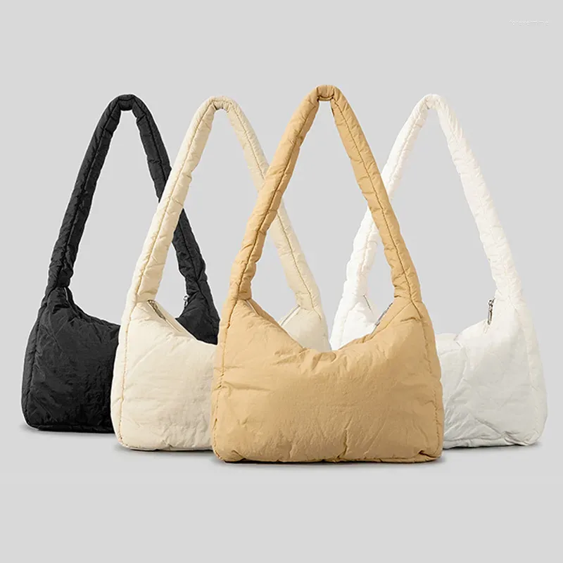 Evening Bags Casual Nylon Padded Women Shoulder Soft Puffer Handbags Hobos Down Cotton Small Tote Bag Lightweight Winter Sac