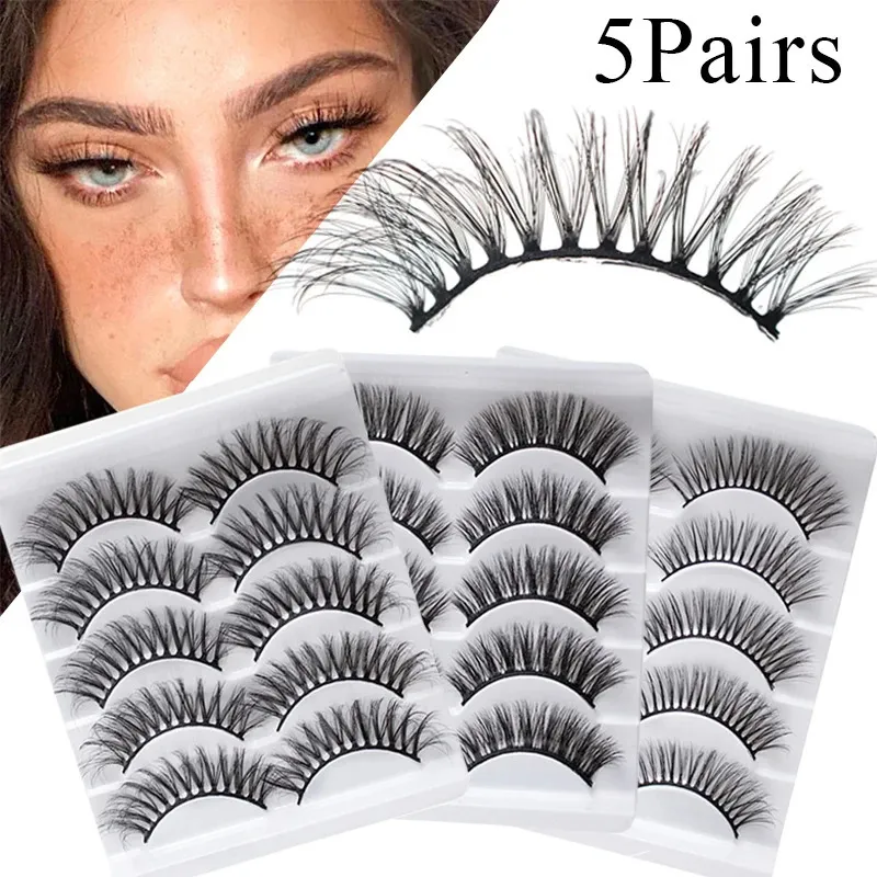 Falska ögonfransar 5 Par 3D False Eyelashes Natural With Thick Eyelash Extensions Reusable Makeup Mjuk och lätt att bära 231012