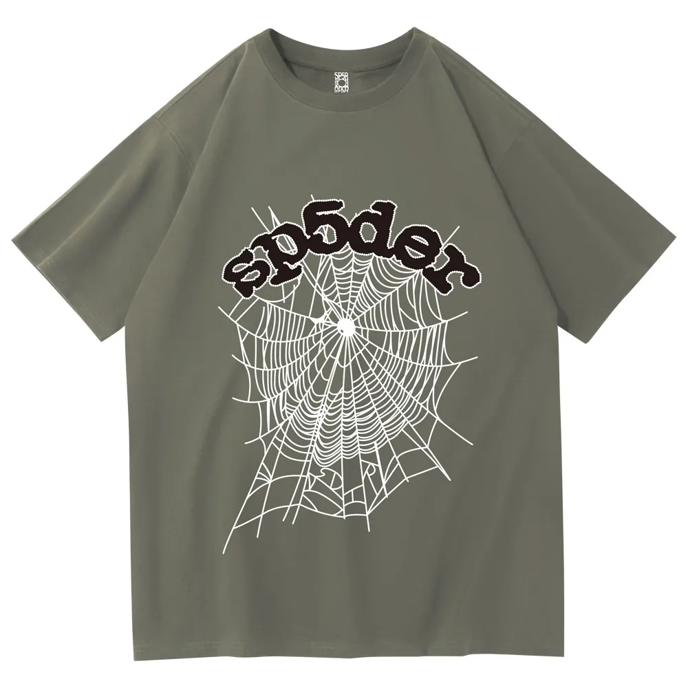 555 Män kvinnor broderade spindelnät Löst het modedesigner T-shirt Casual Climbing Middle Students Mountain Bortable Spring Summer