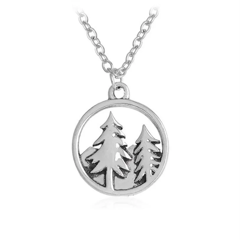 Everfast 10pc Lot Fashion Snow Mountain Forest Christmas Tree Pendant Charm Necklace Sisters Girls Kids Family Gift 229305H