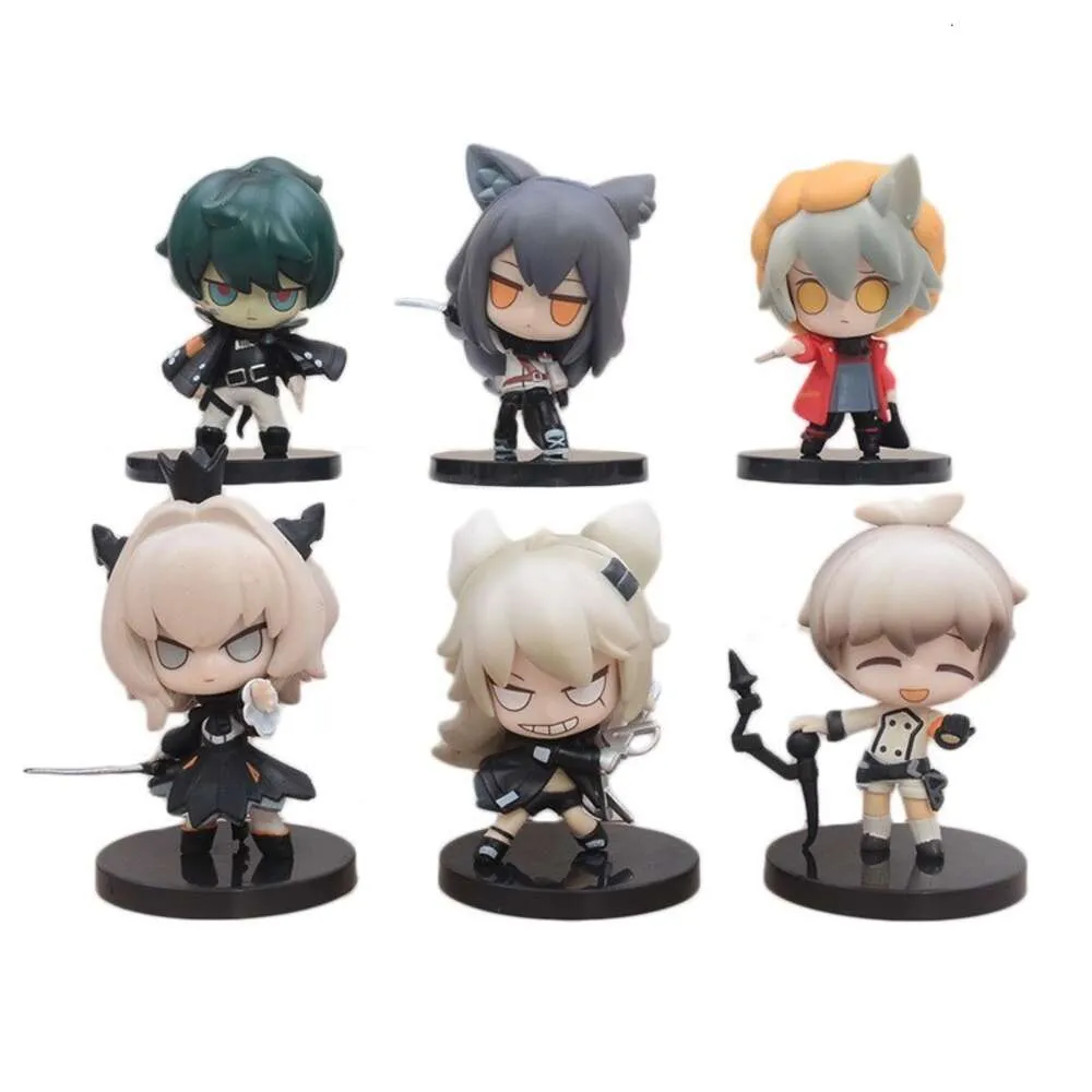 Mascot Costumes 6pcs/1set Arknights Anime Figure Amiya 10cm Q Version Animation Game Cute Pvc Model Toy Doll Bagged Collect Ornaments Gift