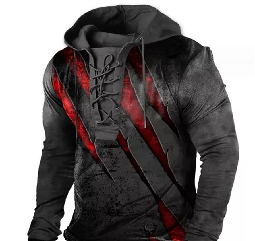 Anpassade tees Polos 021 Black Scratch Print Printing Hooded Mens hoodie 3D Digital Print Hoodie Loose tröja Långärmad kappa