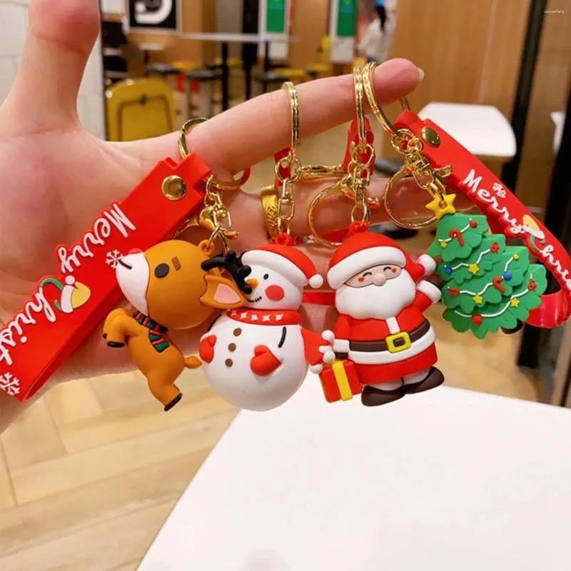 Декоративные фигурки, рождественские куклы, украшения, брелок Санта-Клауса, мультяшный снеговик, милая сумка, кулон с пряжкой