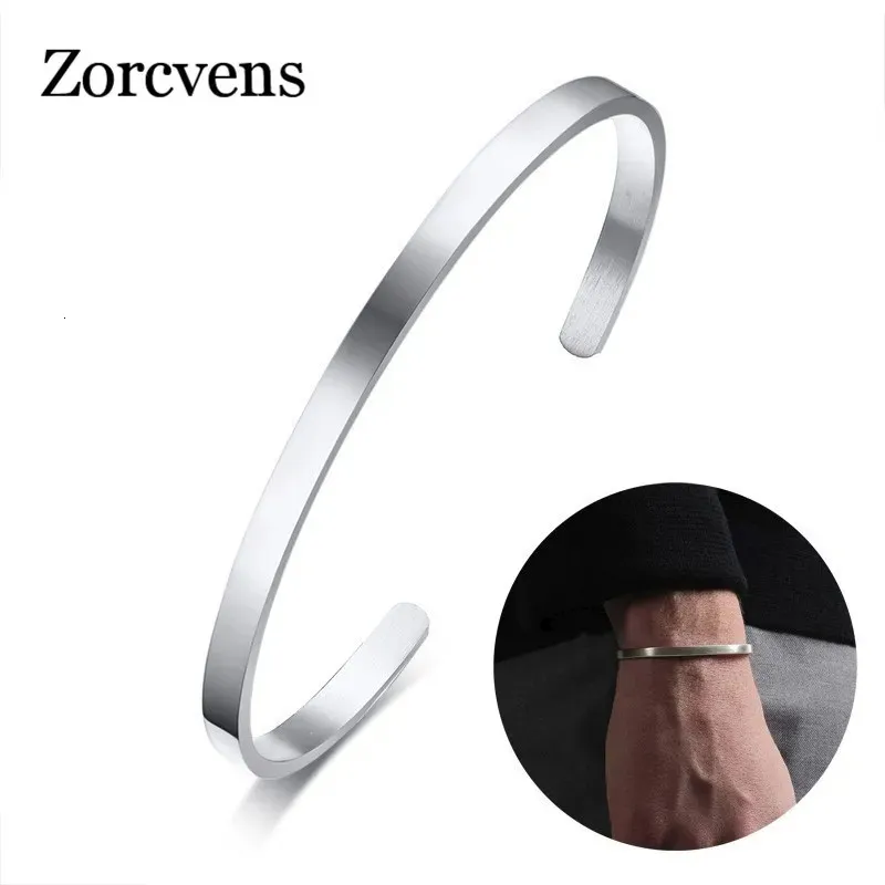 Armreif ZORCVENS 4mm Manschette Edelstahl Herren Armband für Mann Frau Modeschmuck Großhandel 231012