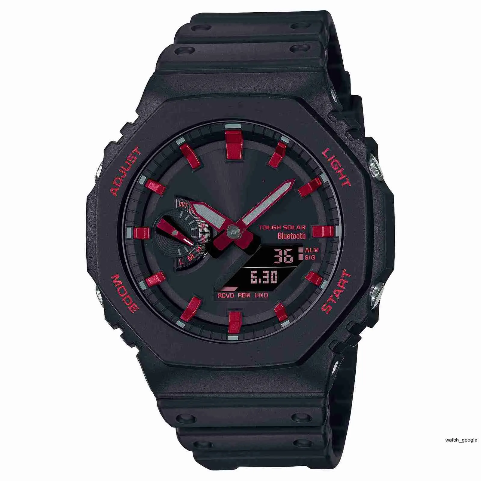 UNISEX 2100 Digital Sports Quartz Watch Original Shock Watch Odłączany zespół Wodoodporne Światowy czas Ultra cienki dioda LED GA Oak Series 2023 OAK Series z pudełkiem