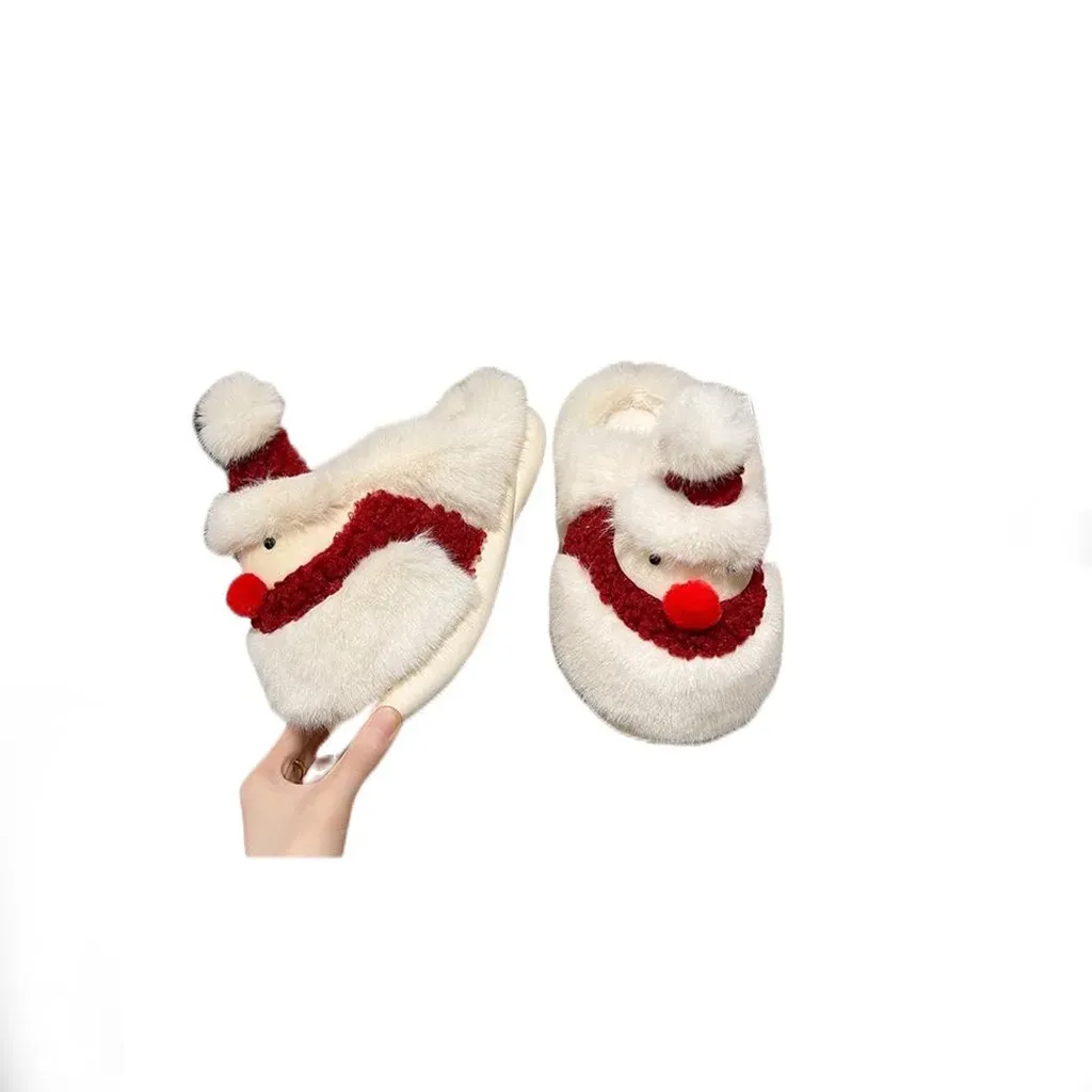 Slippers Adult Home Floor Christmas Non-Slip Santa Men Ladies Girls Shoes Designer Sandals Winter Furry Slippers With Box