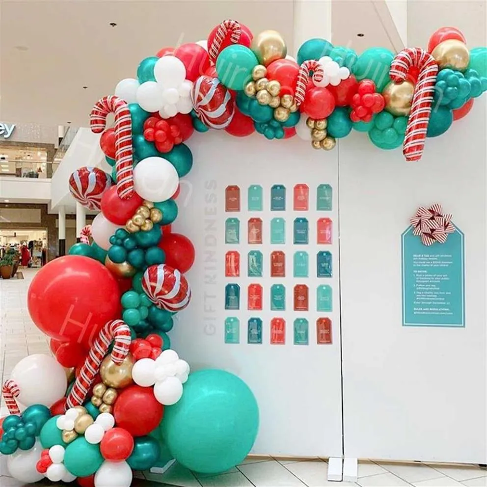 Kit arco ghirlanda di palloncini natalizi Palloncino in lattice Decorazione per feste di buon Natale Compleanno per bambini Baloon Natale Natal Navidad Globals Y273u