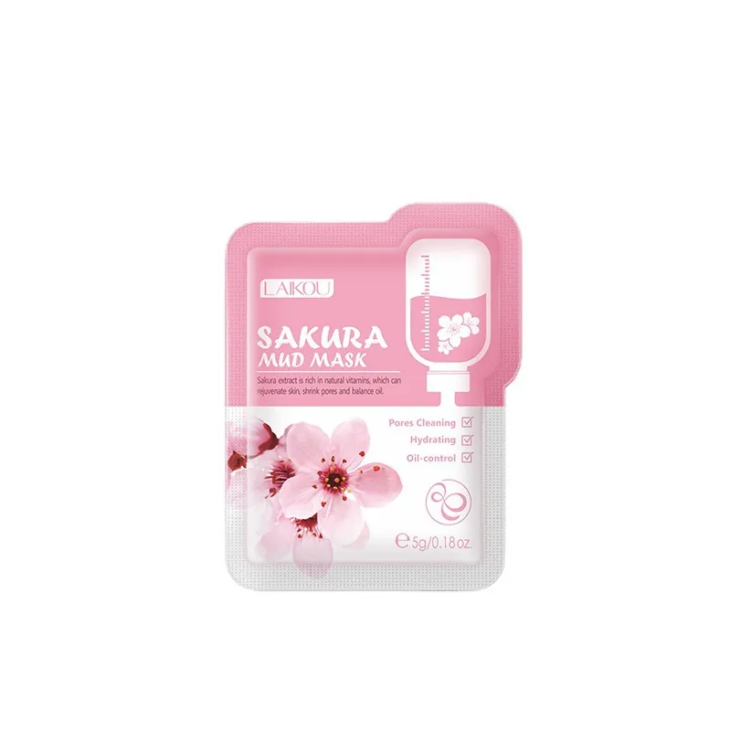 Japan Sakura Clay Mask For Face djupt rengöring av fuktgivande oljekontroll Anti-aging rosa lera Mask Ansiktsskötsel